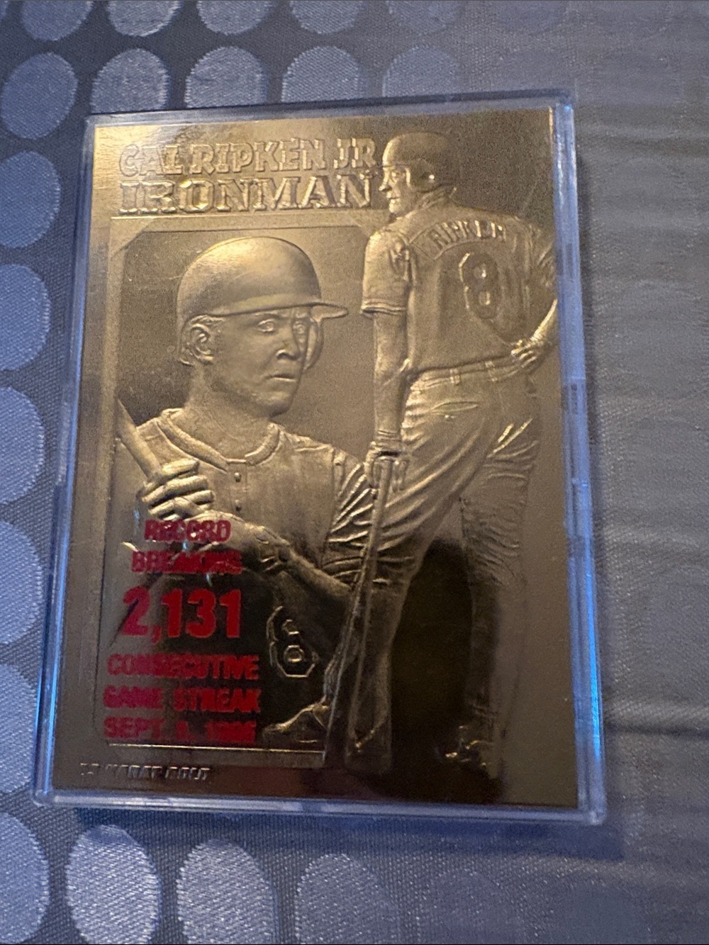Cal Ripken Jr. Ironman Commemorative Card - Metallic Silver & Red Accents